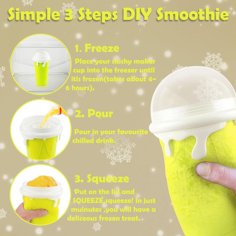 ROEDEER Large Slushie Cup 500ml,Frozen Magic Slushy Cup Maker,DIY Homemade Ice Cream,Milk Shake,Drinks Smoothie,Fruit Juice Slush Cup,Cool Stuff Gifts for Kids and Family - Yellow - Image 4
